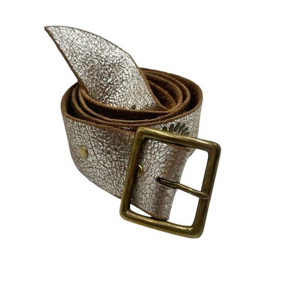 CORDERO neutral metallic leather belt embellished with jewel studs